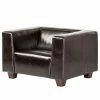 Maison Belfort Fauteuil Nespolo - Cuir véritable marron foncé
