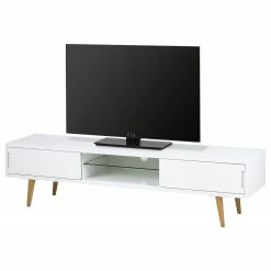 Mørteens Meuble TV Roskilde - Frêne partiellement massif Blanc