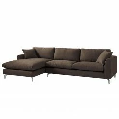 Fredriks Canapé d'angle Crotto Tissu - Expresso - Méridienne courte à gauche (vue de face)