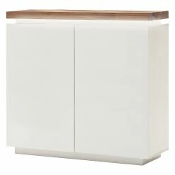 Fredriks Commode Roble III - éclairage inclus - Blanc mat / Placage en chêne sauvage massif