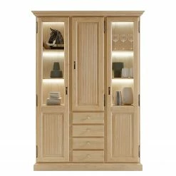Ridgevalley Armoire vitrine Breddin II - Pin massif - Avec éclairage