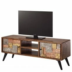 Wolf-Möbel Meuble TV Orient - Acacia massif / Métal - Multicolore