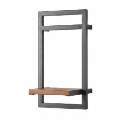 Ars manufacti Étagère murale Manchester - Acacia massif / Métal - Acacia / Anthracite - 22 x 40 cm