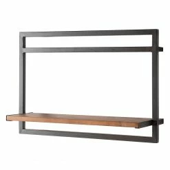 Ars manufacti Étagère murale Manchester - Acacia massif / Métal - Acacia / Anthracite - 58 x 40 cm