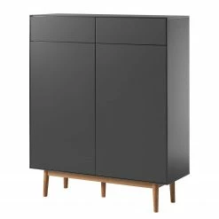 Mørteens Meuble à chaussures Lindholm II - Partiellement en chêne massif - Gris