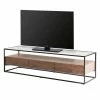 Studio Copenhagen Meuble TV Rizzo - Matériau dérivé du bois / Verre - noir / imitation noyer