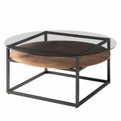 Studio Copenhagen Table basse Sumstad - Verre fumé / Métal - Noyer / Noir