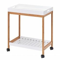 Zeller Desserte Dale - Partiellement en bambou massif - Blanc / Bambou