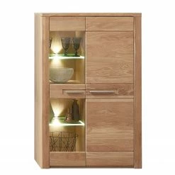Naturoo Vitrine NatureStar I - Éclairage inclus - Partiellement en chêne sauvage massif - Chêne sauvage - Hauteur : 132 cm