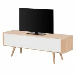 Studio Copenhagen Meuble TV Loca V - Partiellement en chêne sauvage massif - Chêne sauvage huilé clair - Largeur : 135 cm - Profondeur : 55 cm