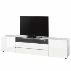 Loftscape Meuble TV Mavie - Blanc brillant / Noir - Largeur : 203 cm