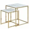 Fredriks Tables basses Katori (lot de 2) - Verre / Fer - Imitation marbre blanc / Doré