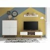 Norrwood Ensemble TV Gyland VI (3 éléments) - Blanc matt / Imitation chêne Riviera