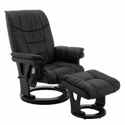 Fredriks Fauteuil massant Carapina - Avec repose-pieds - cuir véritable / Imitation cuir - Noir