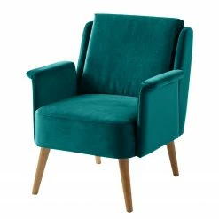 Mørteens Fauteuil Karnup - Velours - Bleu pétrole