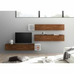 LC Spa Ensemble meubles TV Infinity II (5 él.) - Blanc / Imitation noyer foncé