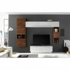LC Spa Ensemble meubles TV Infinity VIII (8 él) - Blanc / Imitation noyer foncé