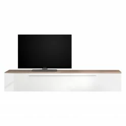 LC Spa Meuble TV Infinity - Blanc / Imitation noyer clair