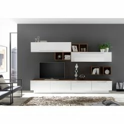 LC Spa Ensemble meubles TV Infinity X (12 él.) - Blanc / Imitation noyer foncé