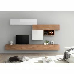 LC Spa Ensemble meubles TV Infinity IV (7 él.) - Blanc / Imitation noyer clair
