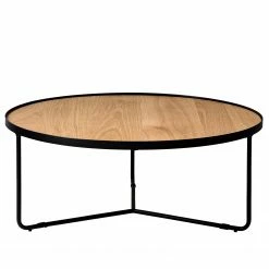 Fredriks Table basse Permet - Placage en bois véritable - Chêne / Noir - Diamètre : 100 cm