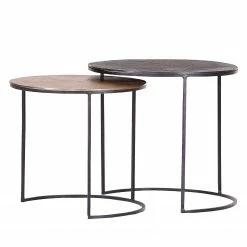 Ars manufacti Tables gigognes Nikko II (2 éléments) - Métal - Cuivre vieilli / Noir