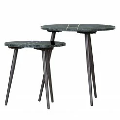 Jack & Alice Tables gigognes Marbollo III (2 élém.) - Marbre / Métal - Vert / Doré