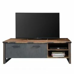Trendteam Meuble TV Prime - Imitation pin recyclé / Anthracite - Largeur : 178 cm