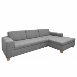 Ars Natura Canapé d’angle Roblin III - Tissu - Gris - Méridienne courte à droite (vue de face) - Sans fonction