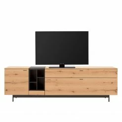 GWINNER Meuble TV Style I - Placage en bois véritable / Métal - Chêne / Anthracite