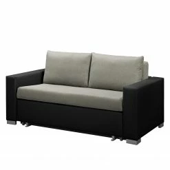 Fredriks Canapé convertible Latina XXI - Imitation cuir / Tissé à plat - Noir / Gris - Largeur : 150 cm