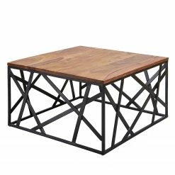Red Living Table basse Doogan - Sheesham massif / Métal - Sheesham / Noir