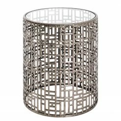 Red Living Bout de canapé Uvana I - Verre / Acier - Argenté vieilli