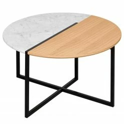 Temahome Table basse Sonata - Marbre / Acier - Chêne / Blanc
