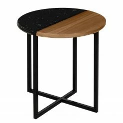 Temahome Bout de canapé Sonata - Marbre / Acier - Noyer / Noir