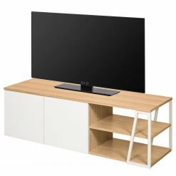 Temahome Meuble TV Albi - Placage en bois véritable - Chêne / Blanc