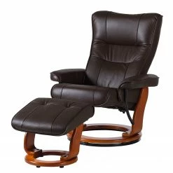 Modoform Fauteuil relax + repose-pieds Westerwald - Cuir véritable / Imitation cuir - Marron