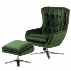 Jack & Alice Fauteuil Bracon - Velours - Vert foncé