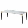 Jack & Alice Table basse Conyers - Verre / Métal - Imitation marbre blanc / Noir