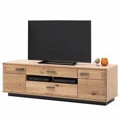 Loftscape Meuble TV Salvo - Partiellement en chêne massif - Planches de chêne Bianco / Gris - Largeur : 180 cm