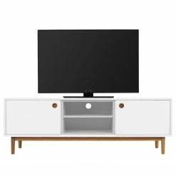 Tom Tailor Meuble TV Color Box - Partiellement en chêne massif - Blanc / Gris clair