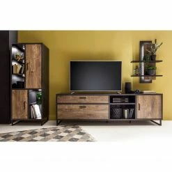 Red Living Ensemble meubles TV Hixson I (3 élém.) - Imitation chêne de tonneau / Noir