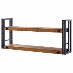 Ars manufacti Étagère murale Manchester II - Acacia massif / Métal - Acacia / Anthracite