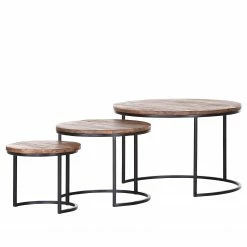 Red Living Bouts de canapé Daggett II (Lot de 3) - Manguier massif / Métal - Manguier / Noir