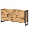 Naturoo Buffet Ironwood I - Placage en bois véritable / Métal - Chêne vieilli / Gris