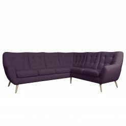 Fredriks Canapé panoramique Sawston II - Microfibre - Bleu marine - Alignement à droite