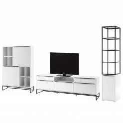 Fredriks Meubles TV muraux White Hall IV (3 él.) - Blanc mat / Noir