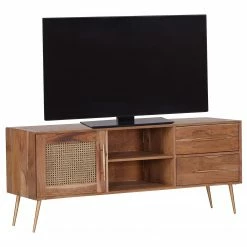 Ars manufacti Meuble TV Bozel - Cannage / Acacia massif / Acacia / Doré