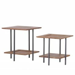Ars manufacti Bouts de canapé Timba (lot de 2) - Rotin / Acacia massif - Acacia / Anthracite