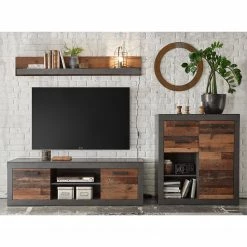 Red Living Ensemble meubles TV Buzan II (3 élém.) - Imitation bois recyclé / Anthracite